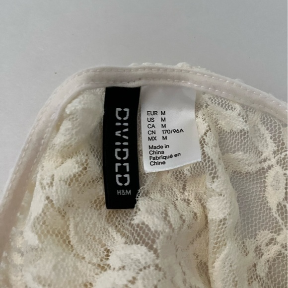 Ivory Lace 3/4 Sleeve Scoop Neck Top Medium - Picture 5 of 6